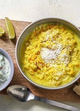Lentil dahl with ginger and apple
