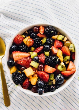 Rainbow Fruit Salad with Maple Lime Dressing