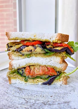 Grilled Aubergine & Pesto Sandwich