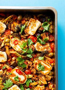 Halloumi Tray Bake with Roasted Vegetables