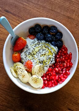Healthy breakfast fruit bowl